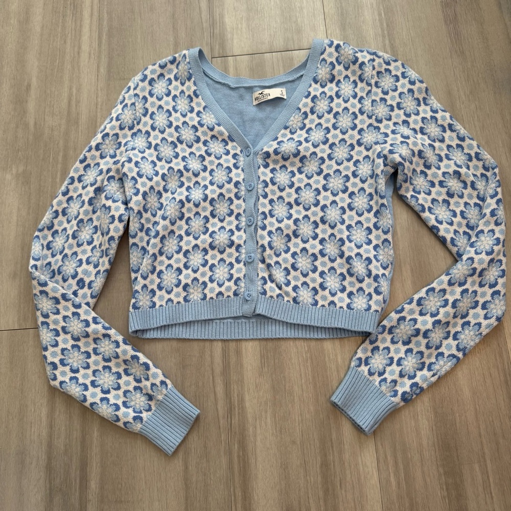 Hollister Blue Floral Cardigan